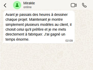 Message d'un ferronnier satisfait du pack de plans